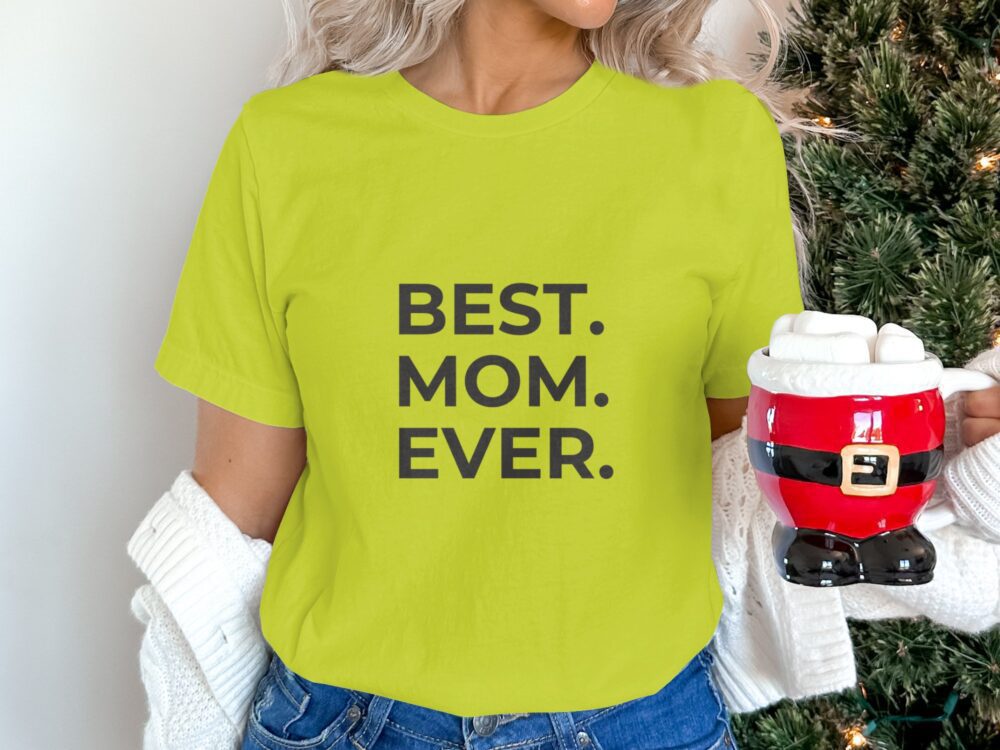 Single Side Best Mom Ever Design Printed - Blue T-Shirt - Rounded Neck T-Shirt For Women
