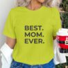 Single Side Best Mom Ever Design Printed - Blue T-Shirt - Rounded Neck T-Shirt For Women