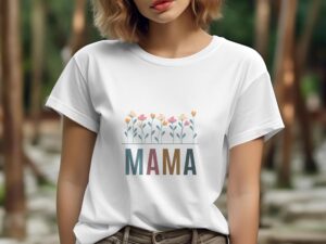 Single Side Mama Design Printed - Yellow T-Shirt - Rounded Neck T-Shirt For Women