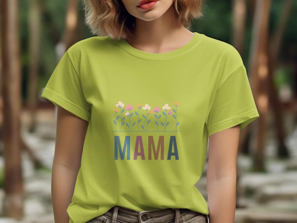 Single Side Mama Design Printed - Yellow T-Shirt - Rounded Neck T-Shirt For Women