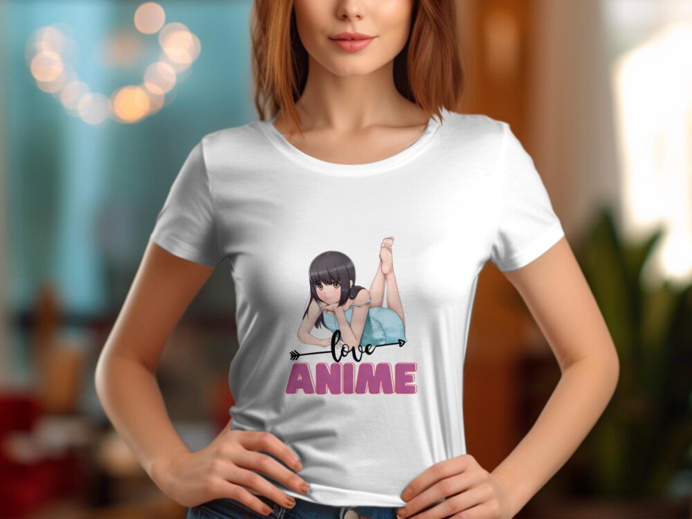 Single Side Anime Design Printed - Yellow T-Shirt - Rounded Neck T-Shirt For Women