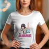 Single Side Anime Design Printed - Yellow T-Shirt - Rounded Neck T-Shirt For Women