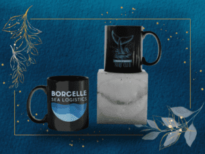 Black Printed Mug- Borcelle Printed Mug With Shark Tail