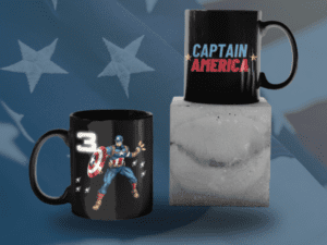 Black Printed Mug- Captain America Printed Mug