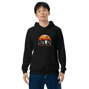 Men Full Sleeve - Black Hoodie - Life Is An Adventure Text Printed Graphic Design