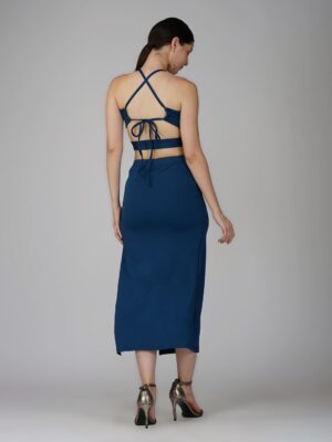 Aqua blue two piece dress for women
