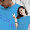 Single Side Couple Printed T-shirt - Love