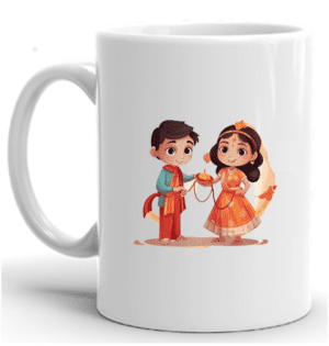 Raksha Bandhan Special Mug with orange text