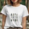Single Side Trees Design Printed - White T-Shirt - Rounded Neck T-Shirt For Women
