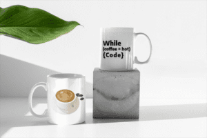 White Printed Mug - Coffle With Code