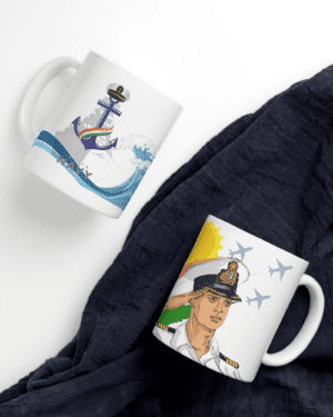 White Printed Mug- Bharat Navi Logo And Solder