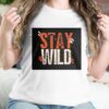 Single Side Stay Wild Printed - Blue T-Shirt - Rounded Neck T-Shirt For Women