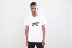 Single Side Retro Bullet Design Printed - Yellow T-Shirt - Rounded Neck T-Shirt For Men