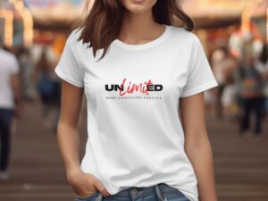 Single Side Unlimited Printed - White T-Shirt - Rounded Neck T-Shirt For Women