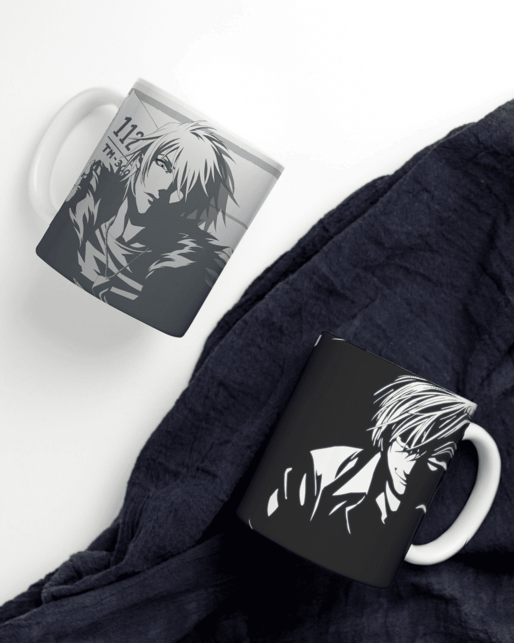 White Printed Mug - Anime Mafia Character Design