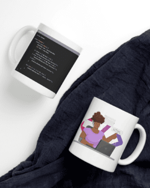 White Printed Mug - Person With Code
