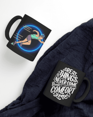 Black Printed Mug- Athlete Person Motivation Quote