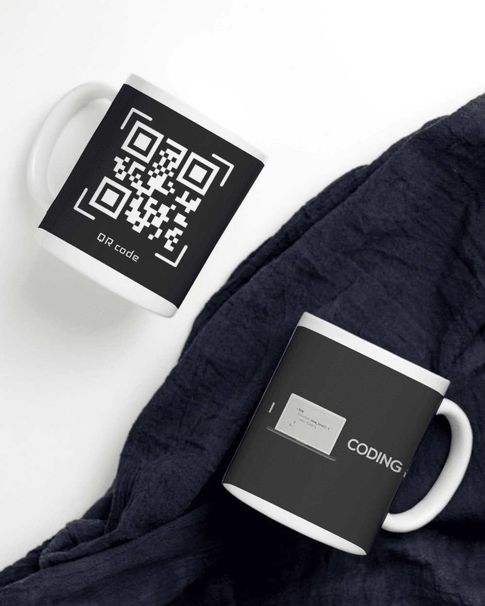 White Printed Mug- Bar Code Printed Mug