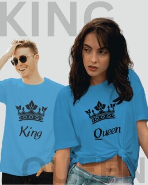 Single Side Couple Printed T-shirt - King And Queen