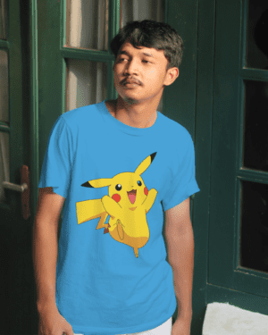 White T-Shirt Printed - Pokemon's Pikachu Printed T-Shirt.