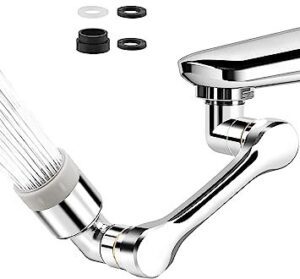 Swivel Faucet Aerator Rotatable Multi-Functional Extension Faucet, Faucet Extender for Taps, Tap Extender for Kitchen Sink with 2 Modes Splash