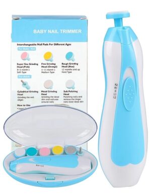 Mistico Baby Nail Trimmer Electric No Sharp Claws Hurt, Baby Nail File Kit Manicure Set,6 in 1 Safety Cutter Trimmer Clipper for Toes and Fingers Blue