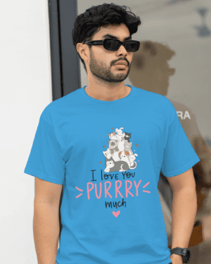 White T-Shirt Printed - I Love Purry Much Printed T-Shirt.