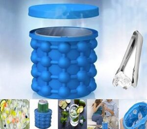 Ice Cube Maker Genie,Silicone Ice Bucket/The Revolutionary Space Saving Ice Cube Mold.