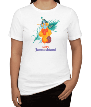 Happy Janmashtami Printed Women T-shirt - Krishna With Murli