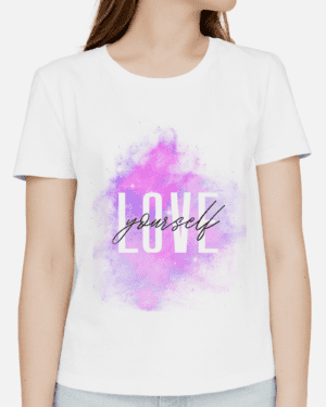 Yellow Single Side Printed T-shirt - Love Yourself