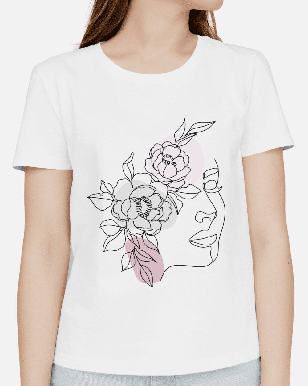 Single Side Printed T-shirt - Girl With Flower