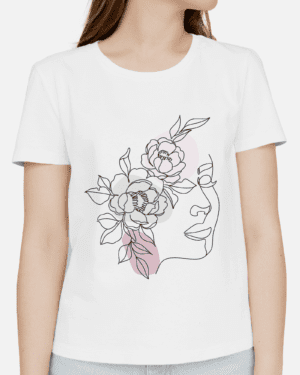 Single Side Printed T-shirt - Girl With Flower