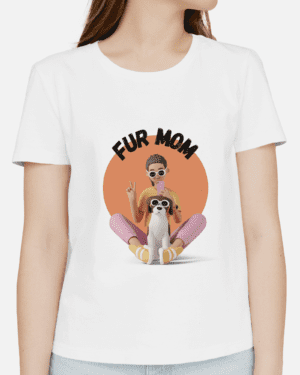 Single Side Printed T-shirt - Fur Mom