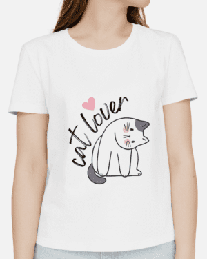 Single Side Printed T-shirt - Cat Lover