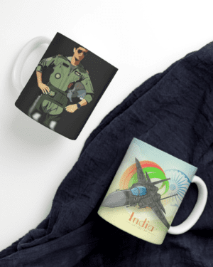 White Printed Mug- Bharat Vayu Sena Solder