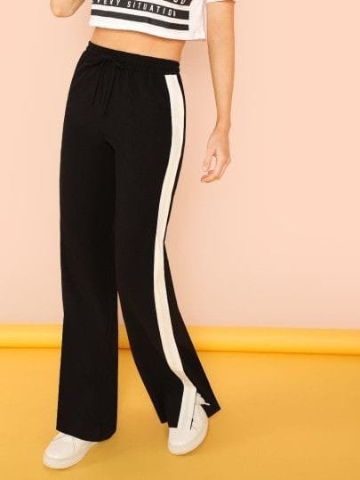 Women's black white stripped casual wear pant for women
