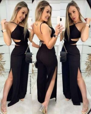 Black prom jumpsuit for women