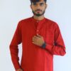 Men's Pure Cotton Regular Fit Red color Full Sleeve Kurta For Men
