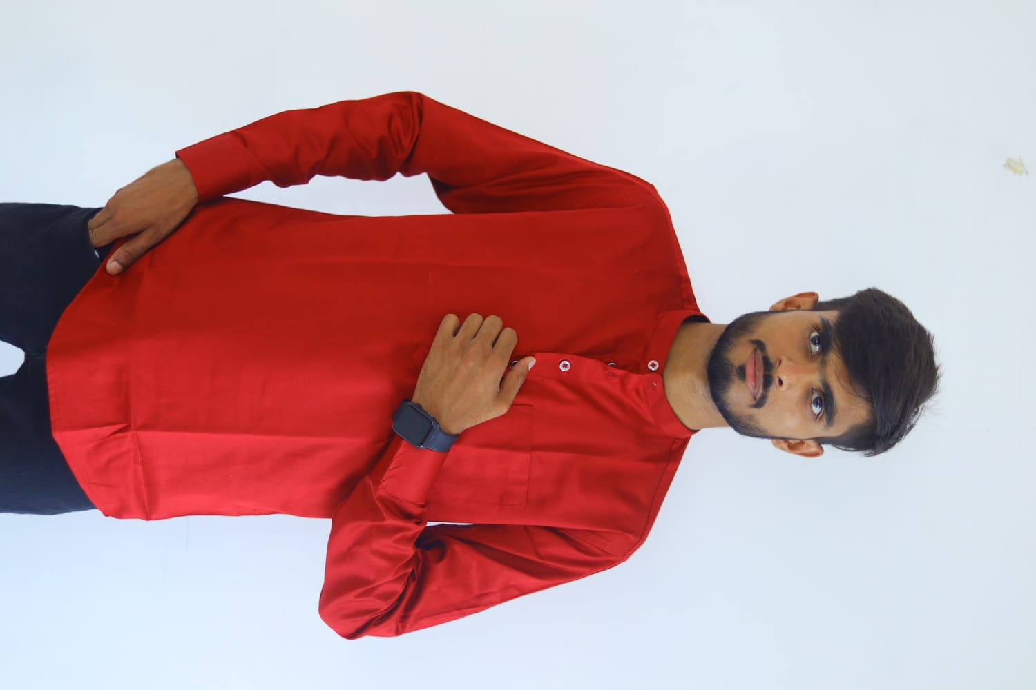 Men's Pure Cotton Regular Fit Red color Full Sleeve Kurta For Men