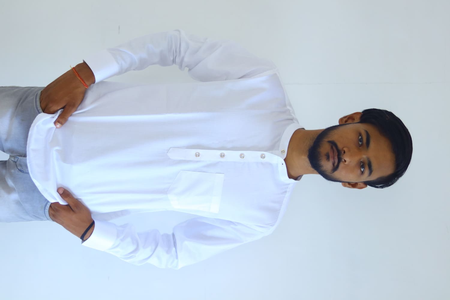 Men's Pure Cotton Regular Fit White color Full Sleeve Kurta For Men