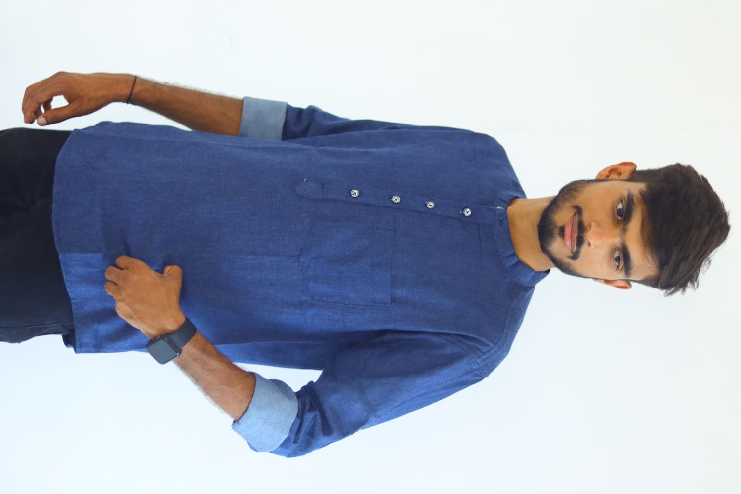 Men's Pure Cotton Regular Fit Blue jeans color Full Sleeve Kurta For Men
