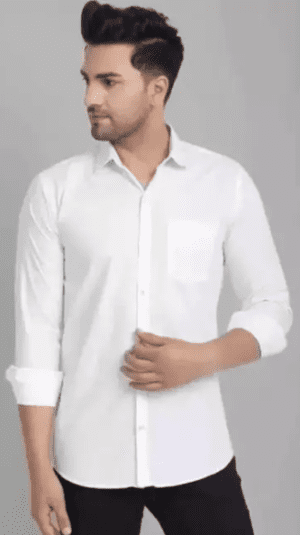 Men's Pure Cotton Regular Fit White Regular Full Sleeve Shirt For Men
